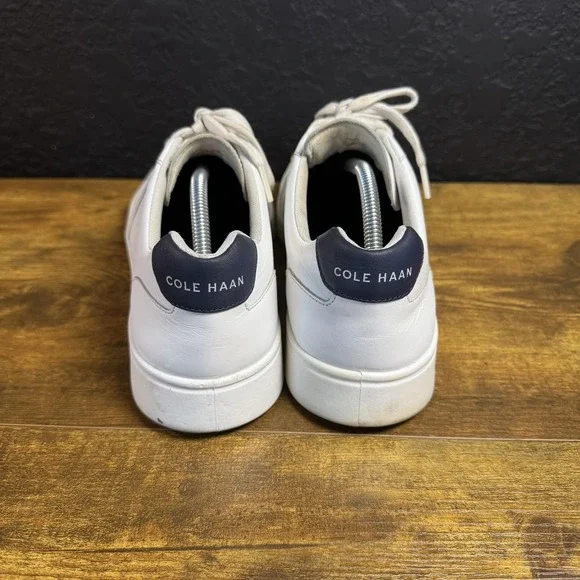 Cole Haan Grand Crosscourt White Leather Sneakers Mens 10.5 M C33987 Navy Trim - Picture 5 of 7